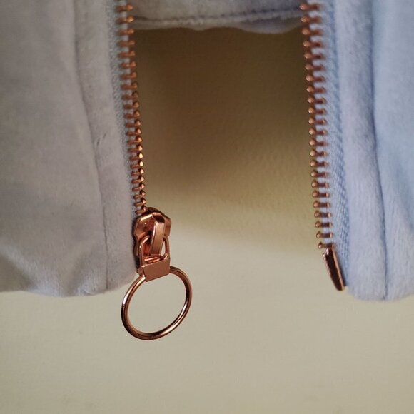 Old Navy Gray Velour Puffer Jacket Rose Gold Hardware Size S - Picture 7 of 8